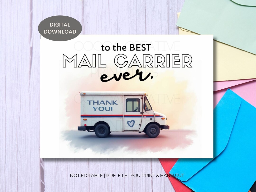 Mailman Card Mail Carrier Thank You Card | Mailman Thanks | Mail Carrier Gift ...