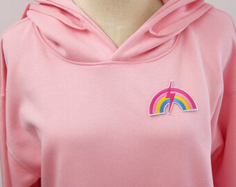 regenboog en roze bliksem patch, opstrijkbare patch, geborduurde patch, applique, opstrijkbare kledinglabels,