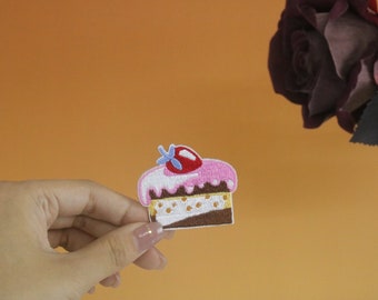 écusson gâteau aux fraises, écusson thermocollant, écusson brodé, appliqué, fer sur les étiquettes de vêtements,