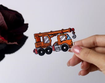 crane patch, vehicle patch, for kid, iron on patch, embroidered patch, applique, iron on clothing labels,