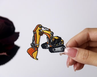 excavator patch, for kid, iron on patch, embroidered patch, applique, iron on clothing labels,