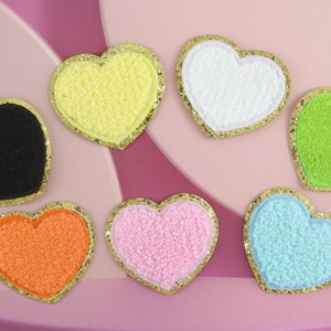 colorful chenille hearts patch, iron on patch, embroidered patch, applique, iron on clothing labels,