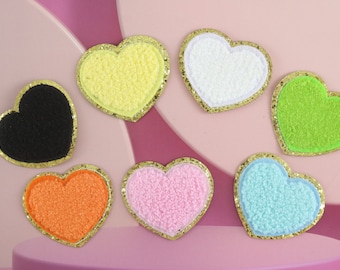 colorful chenille hearts patch, iron on patch, embroidered patch, applique, iron on clothing labels,