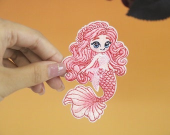 stick on gorgeous mermaid patch, iron on patch, embroidered patch, applique, iron on clothing labels,