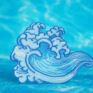 gorgeous sea wave patch, wave patch, aesthetic patch, iron on patch, embroidered patch, applique, iron on clothing labels,
