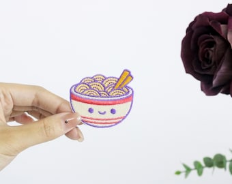 noddles patch, Ramen patch, iron on patch, embroidered patch, applique, iron on clothing labels,