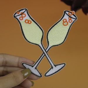 champagne patch, sparkling wine patch, iron on patch, embroidered patch, applique, iron on clothing labels,