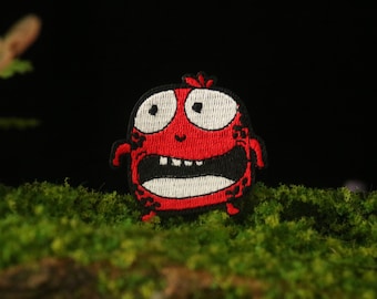 little tiny monster patch, Alien patch,  iron on patch, embroidered patch, applique, iron on clothing labels,
