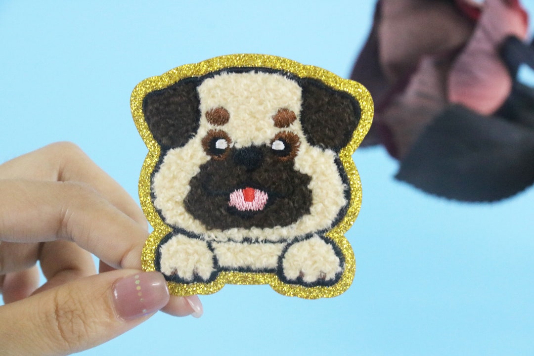 Chenille Puppy Patch, Dog Patch, Bulldog Patch, Iron on Patch ...