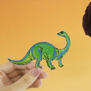 brachiosaurus patch, dinosaur patch, iron on patch, embroidered patch, applique, iron on clothing labels,