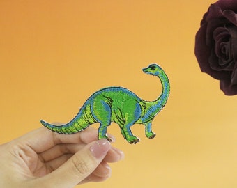 brachiosaurus patch, dinosaur patch, iron on patch, embroidered patch, applique, iron on clothing labels,