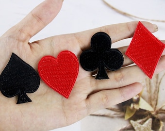 schoppen, hart, ruit, knuppelpatch, pokerpatch, opstrijkbare patch, geborduurde patch, appliqué, opstrijkbare kledinglabels,