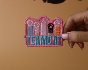 teamwork patch, cat paws patch, team cat patch, iron on patch, embroidered patch, applique, iron on clothing labels,