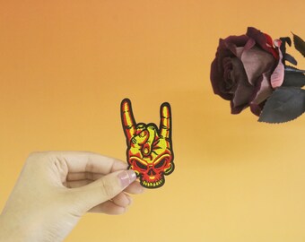 rotspatch, schedelpatch, opstrijkbare patch, geborduurde patch, appliqué, opstrijkbare kledinglabels,