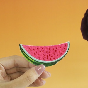 delicious watermelon patch, fruit patch, iron on patch, embroidered patch, applique, iron on clothing labels,