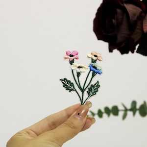 gorgeous flowers wildflower patch, iron on patch, embroidered patch, applique, iron on clothing labels,
