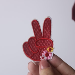 Sí, parche, parche de flores, rojo, parche para planchar, parche bordado, aplique, etiquetas para planchar en la ropa,