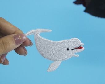 white whale patch, whale patch, iron on patch, embroidered patch, applique, iron on clothing labels,