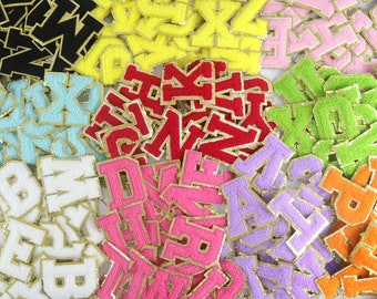 multiple colored chenille letters patch, alphabet letters patch, iron on patch, personalized word patch, patch for jacket, chenille,