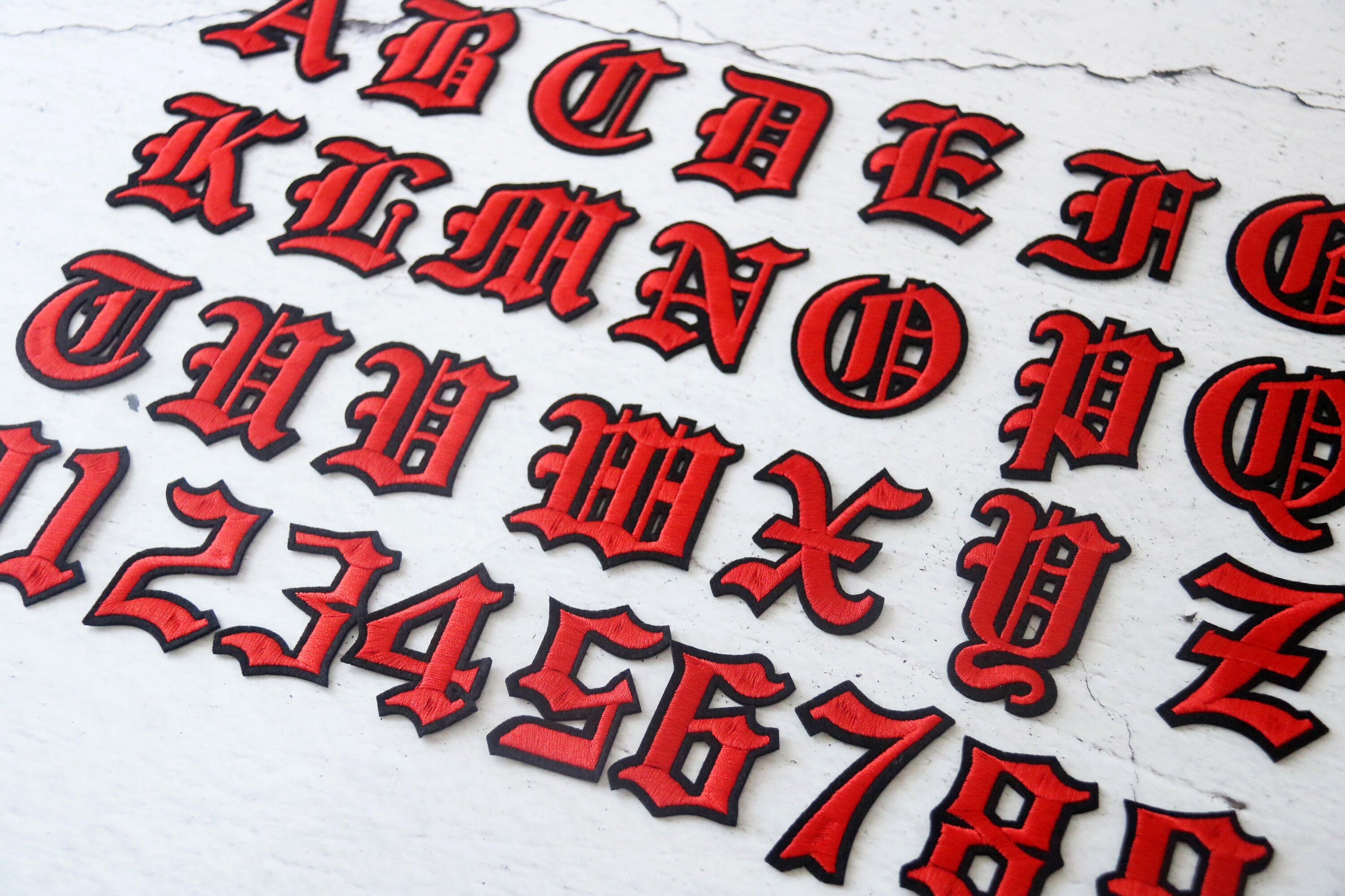 Red Gothic Numbers Red Gothic Personalized Letters Patch, Number Patch, Iron on Patch ...