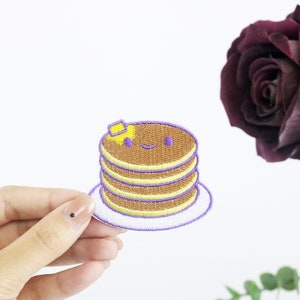pancake patch, muffin patch, iron on patch, embroidered patch, applique, iron on clothing labels, image 1