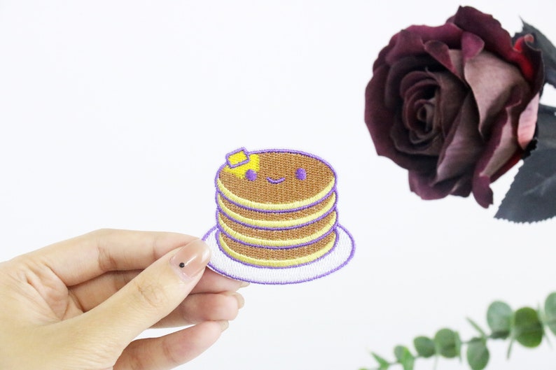 pancake patch, muffin patch, iron on patch, embroidered patch, applique, iron on clothing labels, image 1