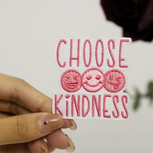 choose kindness patch, emoji patch, iron on patch, embroidered patch, applique, iron on clothing labels,