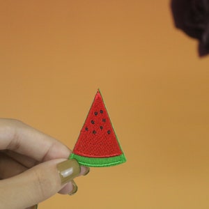 tiny a slice of watermelon patch, fruit patch, iron on patch, embroidered patch, applique, iron on clothing labels,