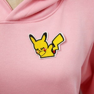 dancing Pikachu patch, iron on patch, embroidered patch, applique, iron on clothing labels,