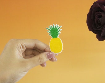 小さなパイナップルのパッチ、アイロンパッチ、刺繍パッチ、アップリケ、アイロンで付ける衣類ラベル、