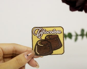 chocoladepatch, opstrijkpatch, geborduurde patch, appliqué, opstrijkbare kledinglabels,