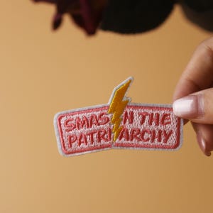 smash the patriarchy patch, feminist patch, girly patch, iron on patch, embroidered patch, applique, iron on clothing labels,