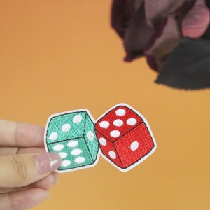 dices patch, iron on patch, embroidered patch, applique, iron on clothing labels,