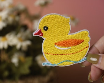 swimming duck patch, iron on patch, embroidered patch, applique, iron on clothing labels,