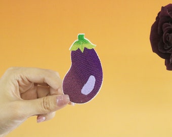 eggplant patch, iron on patch, embroidered patch, applique, iron on clothing labels,