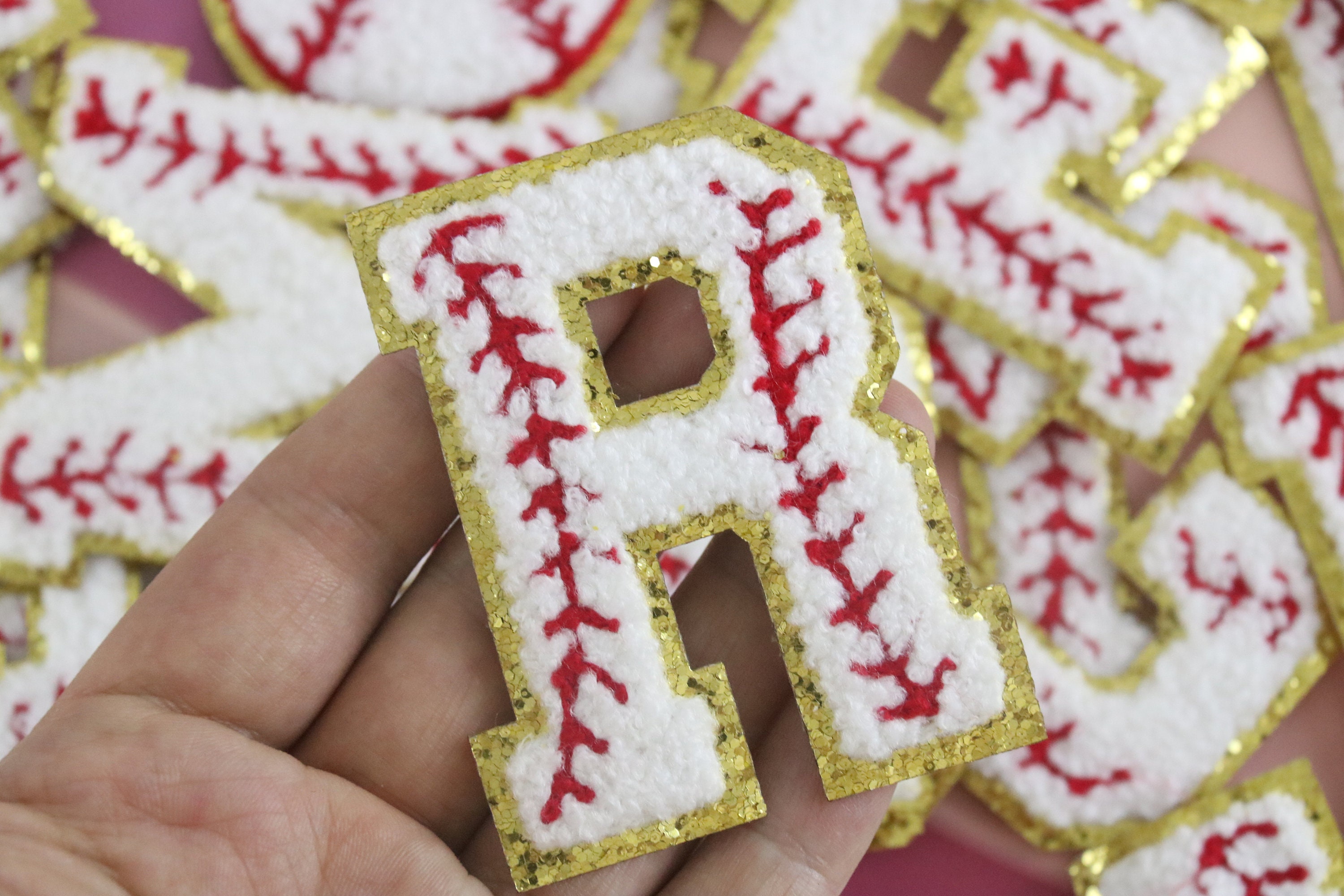 Baseball Font Letters Iron on Chenille Patch, Alphabet Letter Patch ...