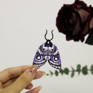 moth patch, iron on patch, embroidered patch, applique, iron on clothing labels,