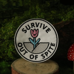 parche de sobrevivir por despecho, flor, parche de palabra, parche para planchar, parche bordado, aplique, etiquetas de ropa para planchar,