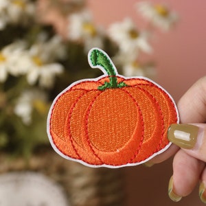 pumpkin patch, iron on patch, embroidered patch, applique, iron on clothing labels,