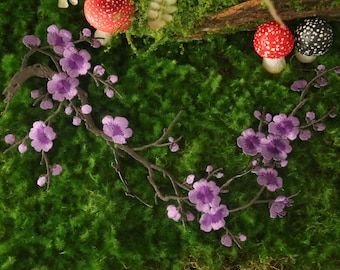 purple gorgeous large cherry blossom patch, plum blossom patch, flower patch, iron on patch, embroidered patch, applique, iron on clothing