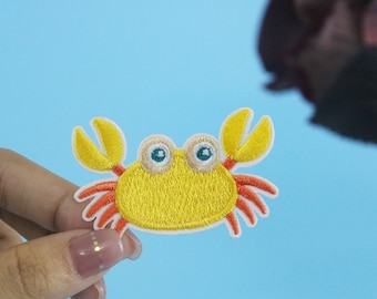 schattige komische krabpatch, opstrijkbare patch, geborduurde patch, appliqué, opstrijkbare kledinglabels,