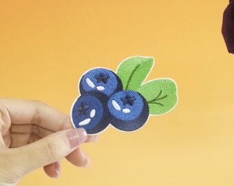 blueberry patch, fruit patch, iron on patch, embroidered patch, applique, iron on clothing labels,