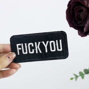 Fuck you patch, word patch, iron on patch, embroidered patch, applique, iron on clothing labels,