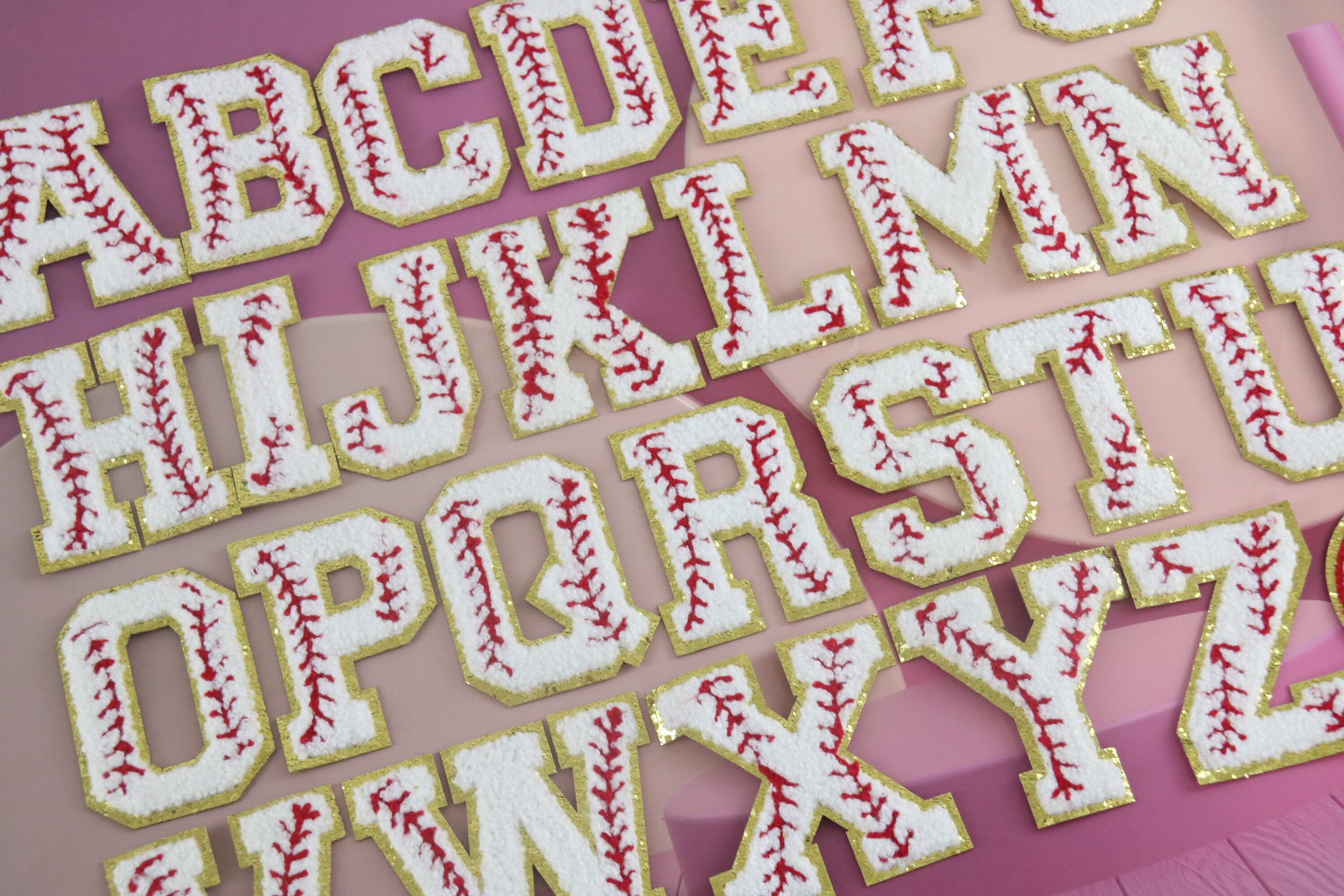 Baseball Font Letters Iron on Chenille Patch, Alphabet Letter Patch ...