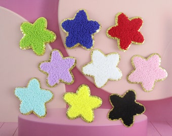 chenille stars patch, colorful patch, iron on patch, embroidered patch, applique, iron on clothing labels,