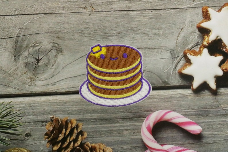 pancake patch, muffin patch, iron on patch, embroidered patch, applique, iron on clothing labels, image 3