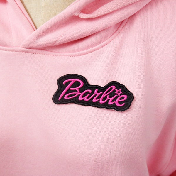 Barbie patch, Black pink, girl patch, iron on patch, embroidered patch, applique, iron on clothing labels,