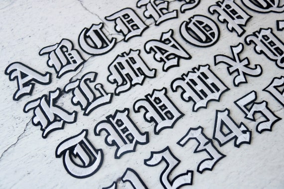 white gothic personalized letters number patch, iron on letters for t shirt, embroidered patch, iron on alphabet letters, name patch