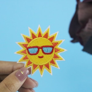 sun patch, iron on patch, embroidered patch, applique, iron on clothing labels,