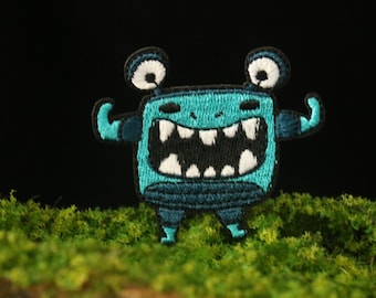 tiny cute little monster patch, Alien patch, iron on patch, embroidered patch, applique, iron on clothing labels,